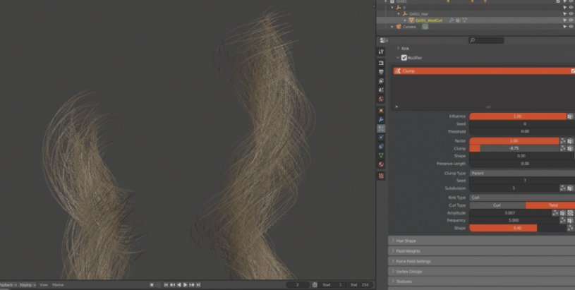 Blender毛发笔刷插件3D Hair Brush V3.1