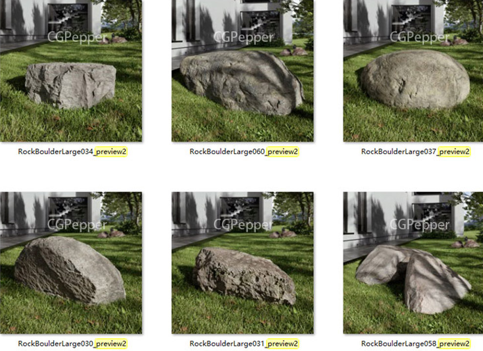 60个3D户外石头模型max/OBJ格式